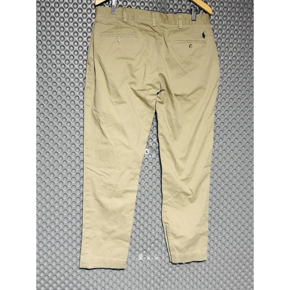 Polo Ralph Lauren Preston Pants Mens 34x29 Khaki 100% Cotton.   SEE PHOTOS